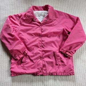 VTG Current Seen Jacket Women's XL Pink Nylon Windbreaker Snap Button Down